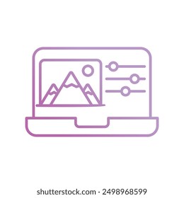Icono de software de edición de fotos con fondo blanco Vector Ilustración de stock
