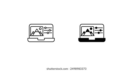 Icono de software de edición de fotos con fondo blanco Vector Ilustración de stock