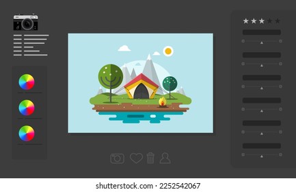Photo editing sofwtare screen - vector