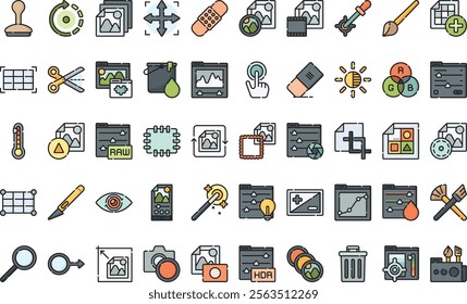 Photo editing tools icons High-Quality Vector Icons Collection with Editable Stroke. Ideal for Professional and Creative Projects.