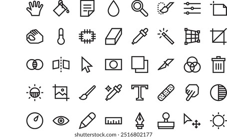 Photo editing tools icons pack High-Quality Vector Icons Collection with Editable Stroke. Ideal for Professional and Creative Projects.