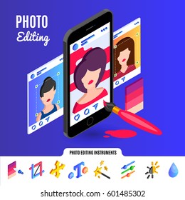 Photo editing tools for social media networks. 