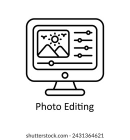Photo Editing vector outline Icon Design illustration. Graphic Design Symbol on White background EPS 10 File