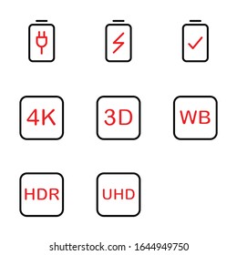 Photo editor icon set include battery