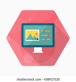 Photo editor icon , Vector flat long shadow design.