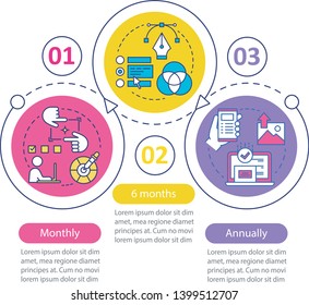 Photo editor subscription vector infographic template. Business presentation design elements. Monthly tariff. Data visualization, three step, option. Process timeline chart. Workflow layout, icons