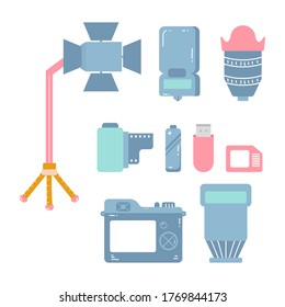 photo equipment in flat design