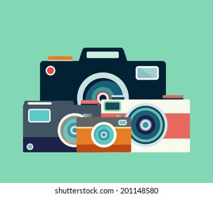 Photo equipment flat design vector template