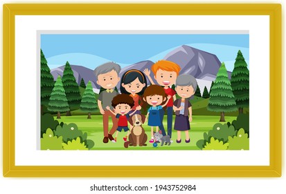 A photo of family at outdoor park scene illustration