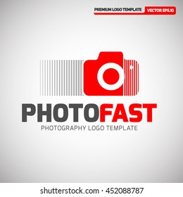 Photo Fast Logo Template. Camera logo Concept. For Photo Studio, Photo company, App icon and Camera Shop. Vector Eps.10