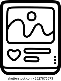Ícone e ilustração de vetor de doodle de feed de foto