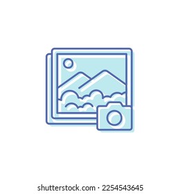 Photo filled color vector icon. Camera and picture graphic