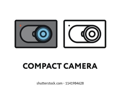 Photo Film Camera. Photography Equipment Concept. Minimal Color Flat Line Outline Stroke Icon.
