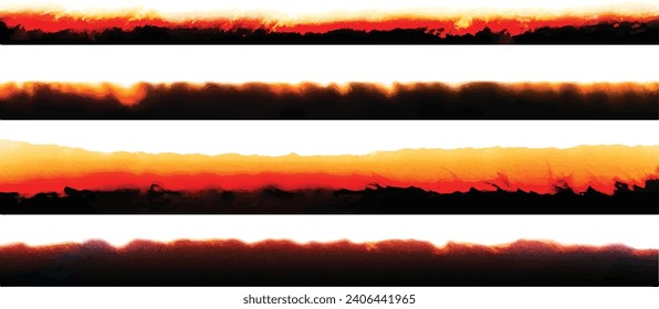 Photo Film Frame Burn Edges Colour Collection Number Four as Modern Analog Devices Style Template - Fiery Orange Red and Yellow on White Background - Vector Retro Graphic Design