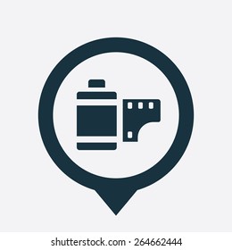 photo film icon map pin on white background 