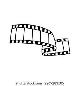 Photo film, movie film. Doodle vector illustration. Isolated on a white background.