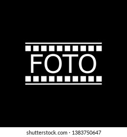 Photo film sign. Protect from radiation sign. Black background