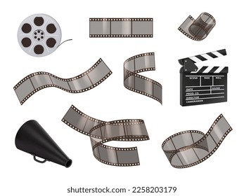 Photo film tape. Cinema stripped studio movie tape decent vector realistic illustrations