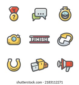 Photo Finish Icons Set. Vector Illustration.