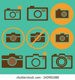 photo flash camera icon vector set