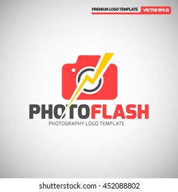 Photo Flash Logo Template. Camera logo Concept. For Photo Studio, Photo company, App icon and Camera Shop. Vector Eps.10