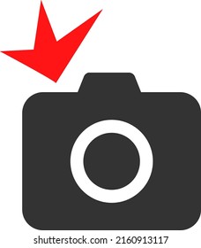 Ilustración vectorial de flash fotográfico. Ilustración plana de diseño icónico de flash fotográfico, aislado en un fondo blanco.