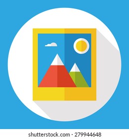 photo flat icon with long shadow