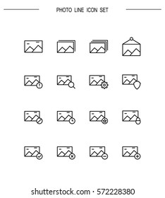Photo flat icon set. Collection of high quality outline symbols for web design, mobile app. Photo vector thin line icons or logo.
