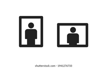 Photo flip icon set. Landscape rotate symbol. Orientation portrait sign in vector flat style.