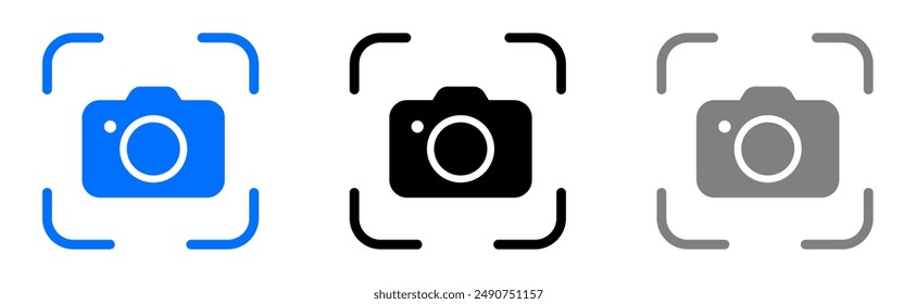 Photo focus icon. Ar camera sign. Camera capture symbol. Take a picture illustration.