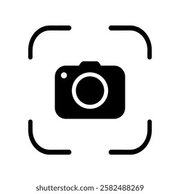 Photo focus icon. Digital camera icon. Camera capture symbol. Flat style vector illustration editable isolated design.