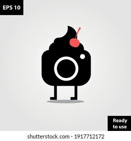 Photo food with dessert cupcake studio logo company, logo vector template design. Ready to use, easy for edit.