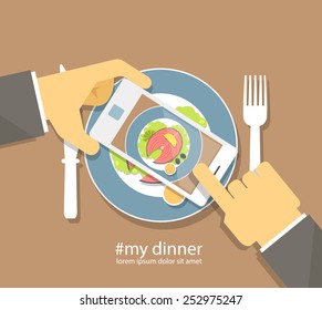 Photo Food for social networks. flat illustration