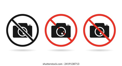 Photo forbidden warning sign. No camera symbol. Vector illustration.