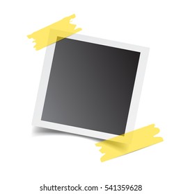 Photo Frame With Adhesive Tape, Isolated On White Background. For Your Photography And Picture. Vector Illustration