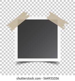 Photo frame with adhesive tape on isolated background. For your photography and picture. Vector illustration