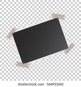 Photo frame with adhesive tape on isolated background. For your photography and picture. Vector illustration