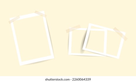 Photo frame with adhesive tape picture frame mockup template isolated on background ,  Flat Modern design , Illustration Vector  EPS 10