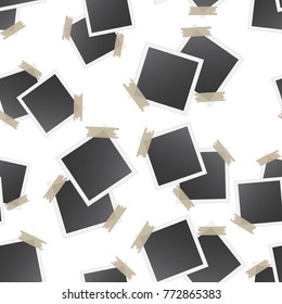 Photo frame with adhesive tape seamless pattern background. Business flat vector illustration. Frame concept sign symbol pattern.