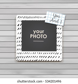 Photo frame Album template for kid, baby, family or memories. Scrapbook concept, vector illustration.