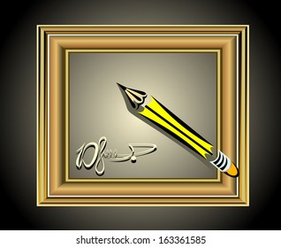 Photo frame with artist's tools 