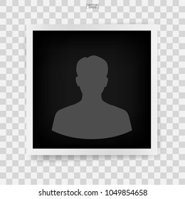 Photo frame background with man icon on a transparent background. Vector illustration.