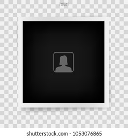 Photo frame background with woman icon on a transparent background. Vector illustration.