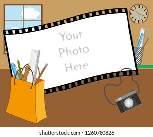 Photo frame with a bag of stationery