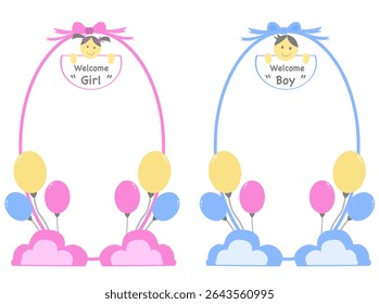 Photo frame with balloon for Baby Welcome or Gender Reveal