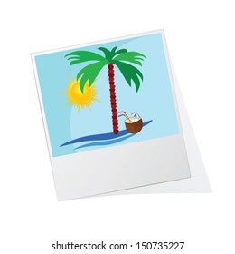 photo frame with beach icon vector illustration