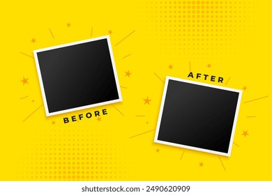 photo frame for before and after duel comparison template vector 