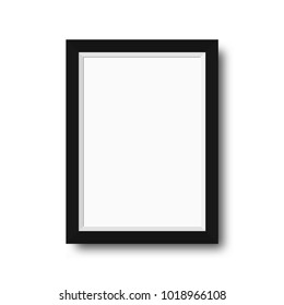 Photo frame with black borders. Wooden photo frame with blank space for motivational text, quotes, pictures and posters. Vector