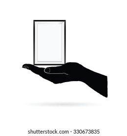 photo frame in black hand vector
