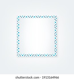 Photo frame. Blue arabesque tile border. Vector illustration, flat design